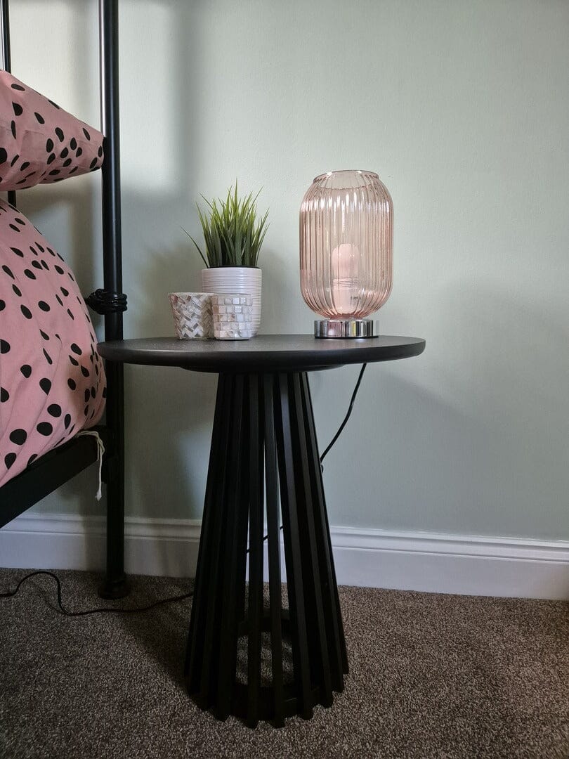 Elland 22.5cm Glass Table Lamp - Blush Pink & Chrome