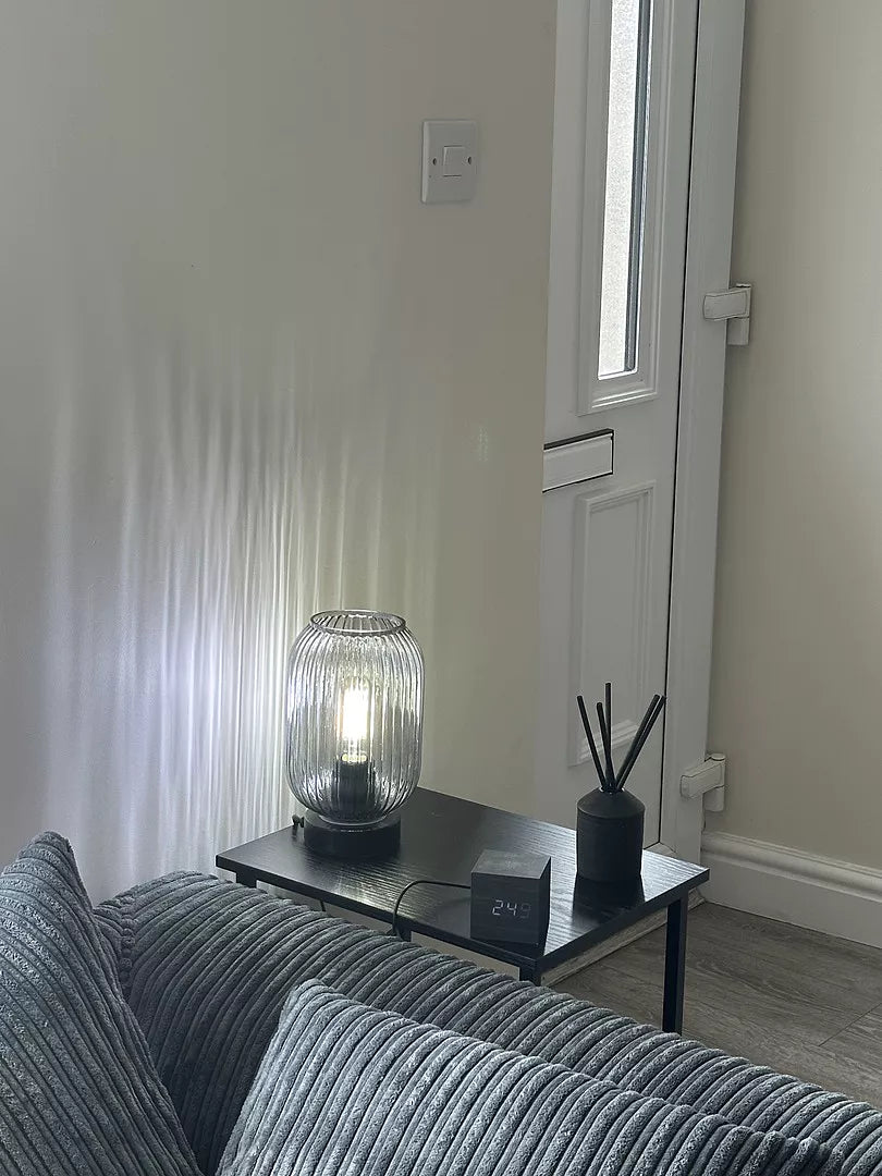 Elland 22.5cm Glass Table Lamp - Smoked & Black