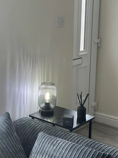 Elland 22.5cm Glass Table Lamp - Smoked & Black