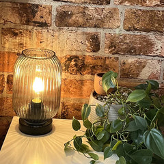 Elland 22.5cm Glass Table Lamp - Smoked & Black