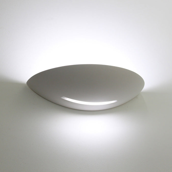Elliptical Plaster Wall Light, Paintable Matt White Shell, LED Up and Down Wash, Motion Sensor Option, Hallway & Landing