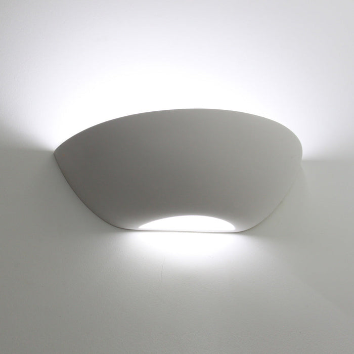 Curved Plaster Wall Light, Paintable Matt White Up and Down Light, LED, Motion Sensor Option, Hallway, Landing & Stairwell