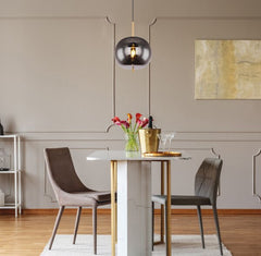 Smoky Gold Small Pendant Light with Smoked Glass Shade