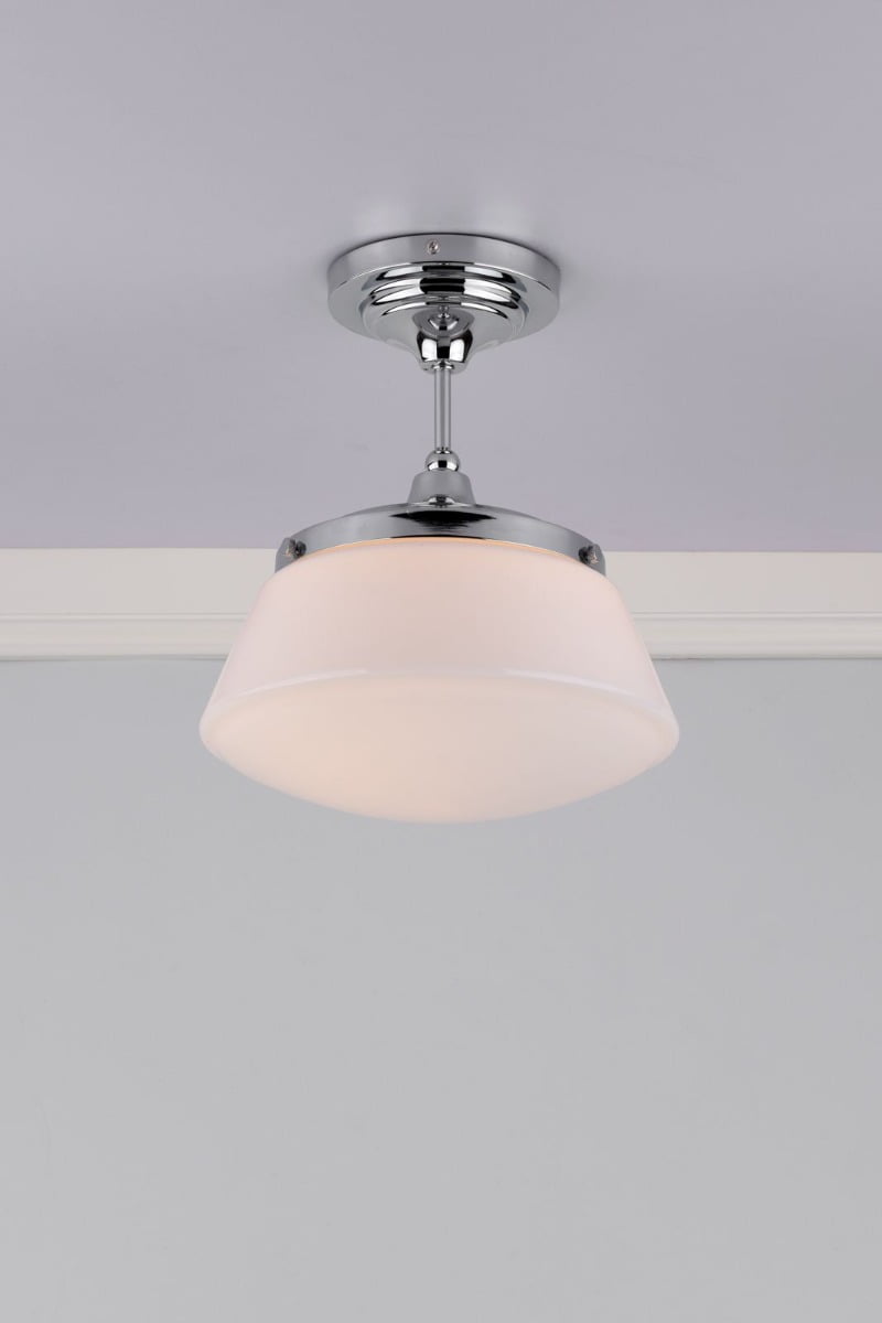 Caden Bathroom Semi Flush Polished Chrome Opal Glass IP44