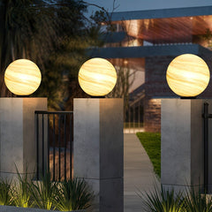 Round Glass Planets Design Waterproof Modern Outdoor Fence Post Lights Column Lighting