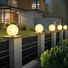 Round Glass Planets Design Waterproof Modern Outdoor Fence Post Lights Column Lighting