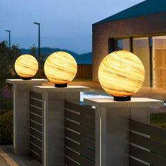 Round Glass Planets Design Waterproof Modern Outdoor Fence Post Lights Column Lighting
