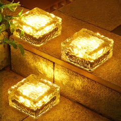 Square Creative Ice Brick LED Waterproof Smart Solar Outdoor Lawn Lights