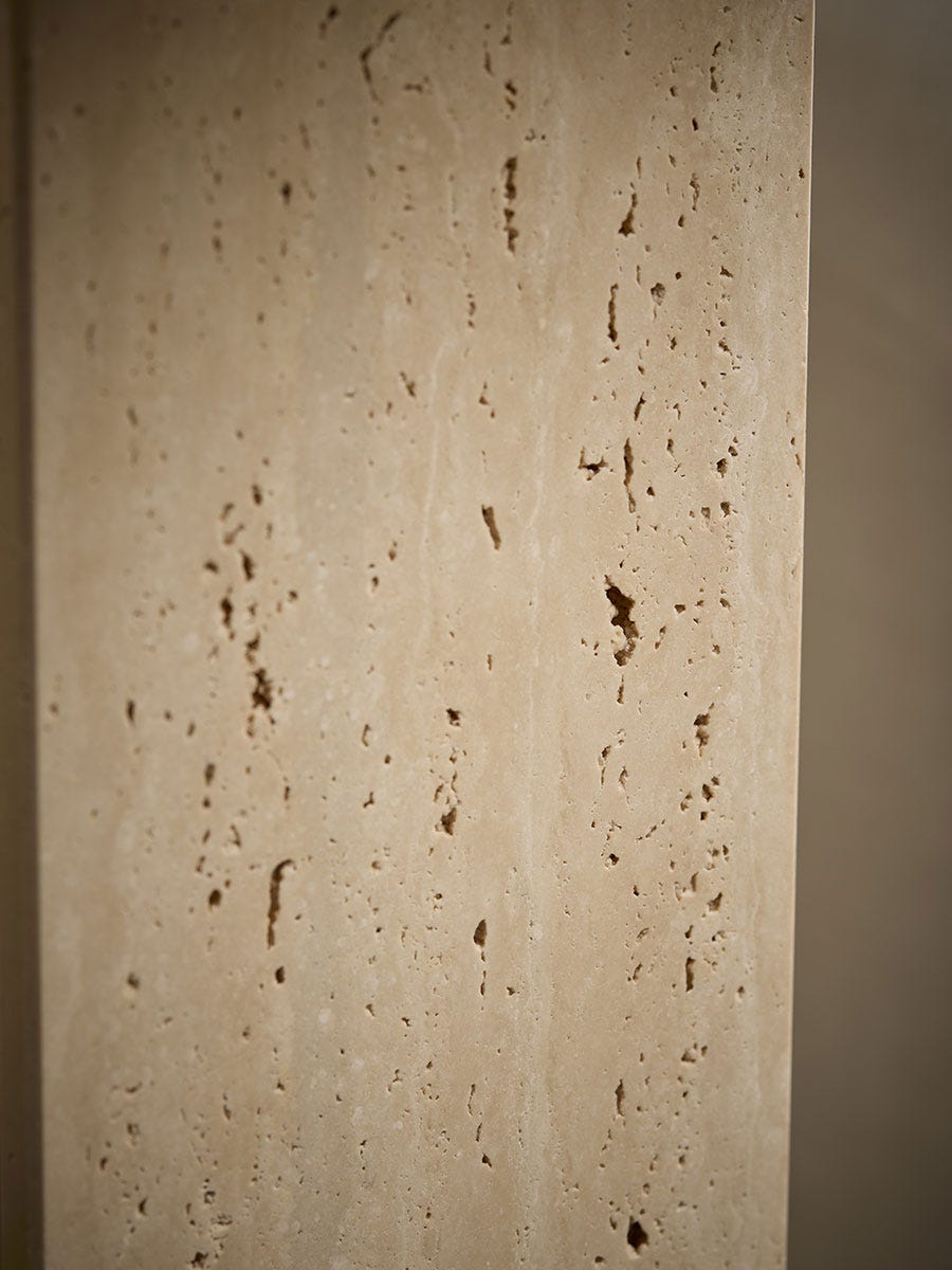 Travertine & Brushed Chrome Table Lamp