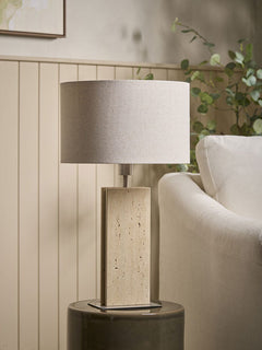 Travertine & Brushed Chrome Table Lamp