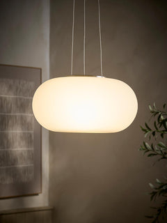 Opal Glass & Nickel Pendant Light