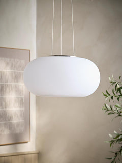 Opal Glass & Nickel Pendant Light