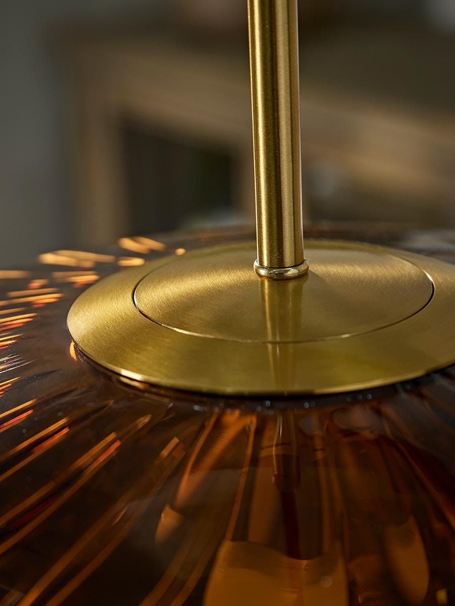 Elliptical Amber Glass Pendant