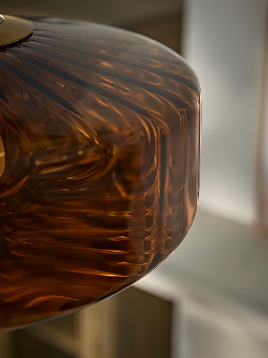 Elliptical Amber Glass Pendant