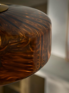 Elliptical Amber Glass Pendant