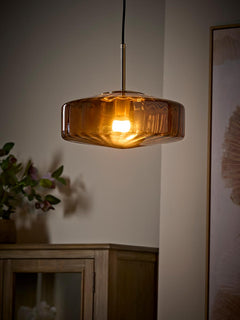 Elliptical Amber Glass Pendant
