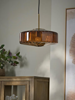 Elliptical Amber Glass Pendant