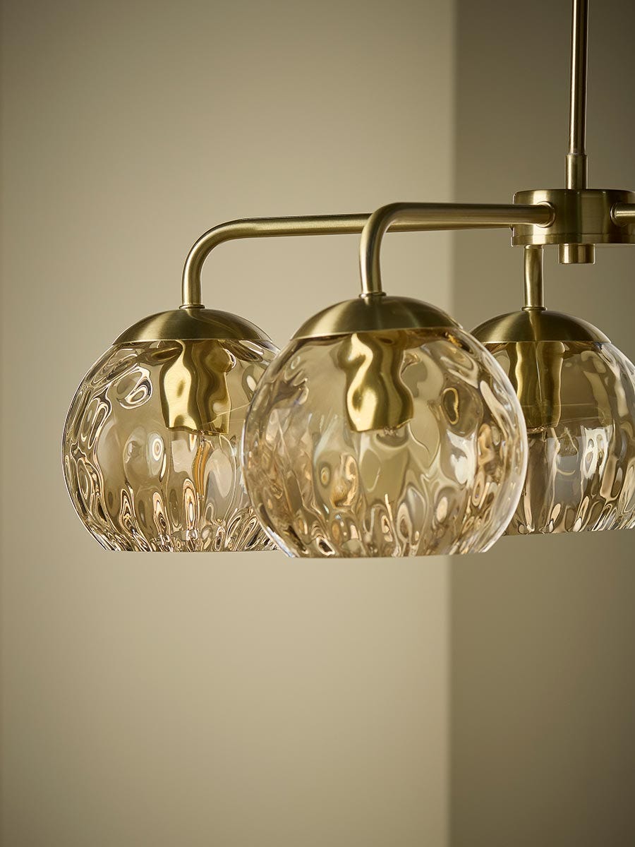 Dimpled Glass Five Arm Chandelier