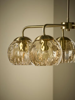 Dimpled Glass Five Arm Chandelier