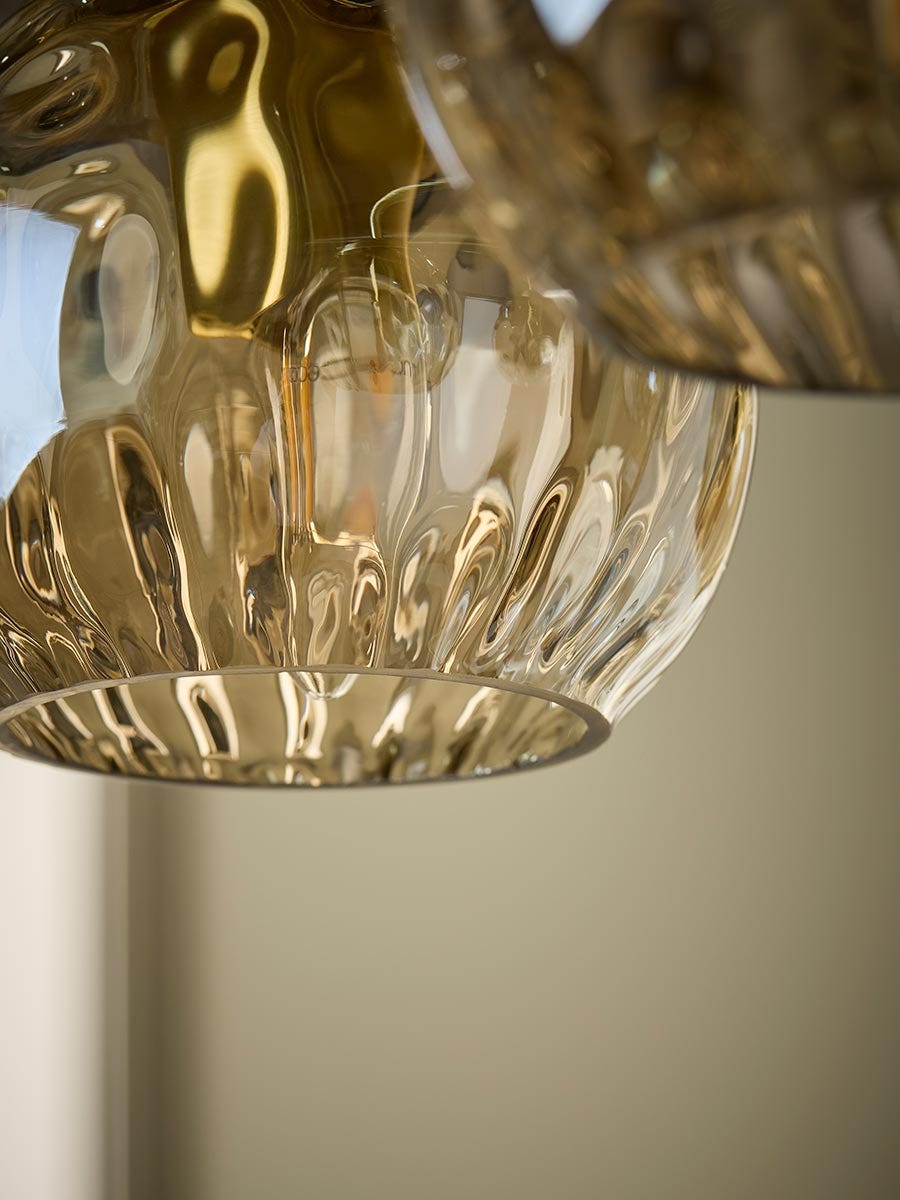 Dimpled Glass Five Arm Chandelier