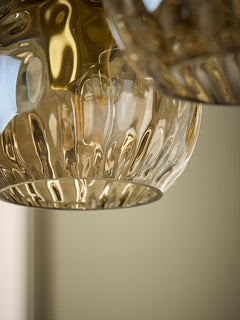 Dimpled Glass Five Arm Chandelier