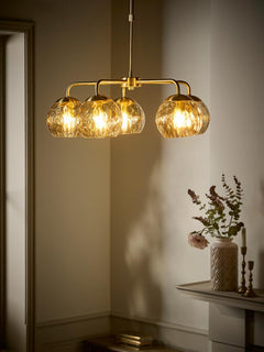 Dimpled Glass Five Arm Chandelier