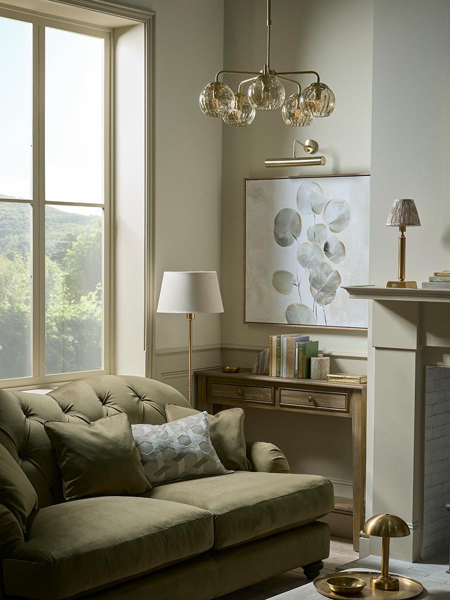 Dimpled Glass Five Arm Chandelier