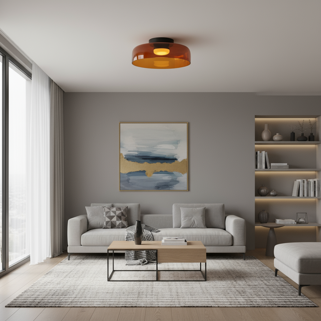 Scandinavian Glass Ceiling Light – Modern Design with Three-Color LED for the Dining Room or Living Room