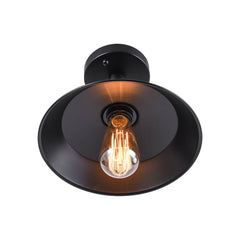 1-Light Black Pot Lid Semi Flush Mount 10.2"