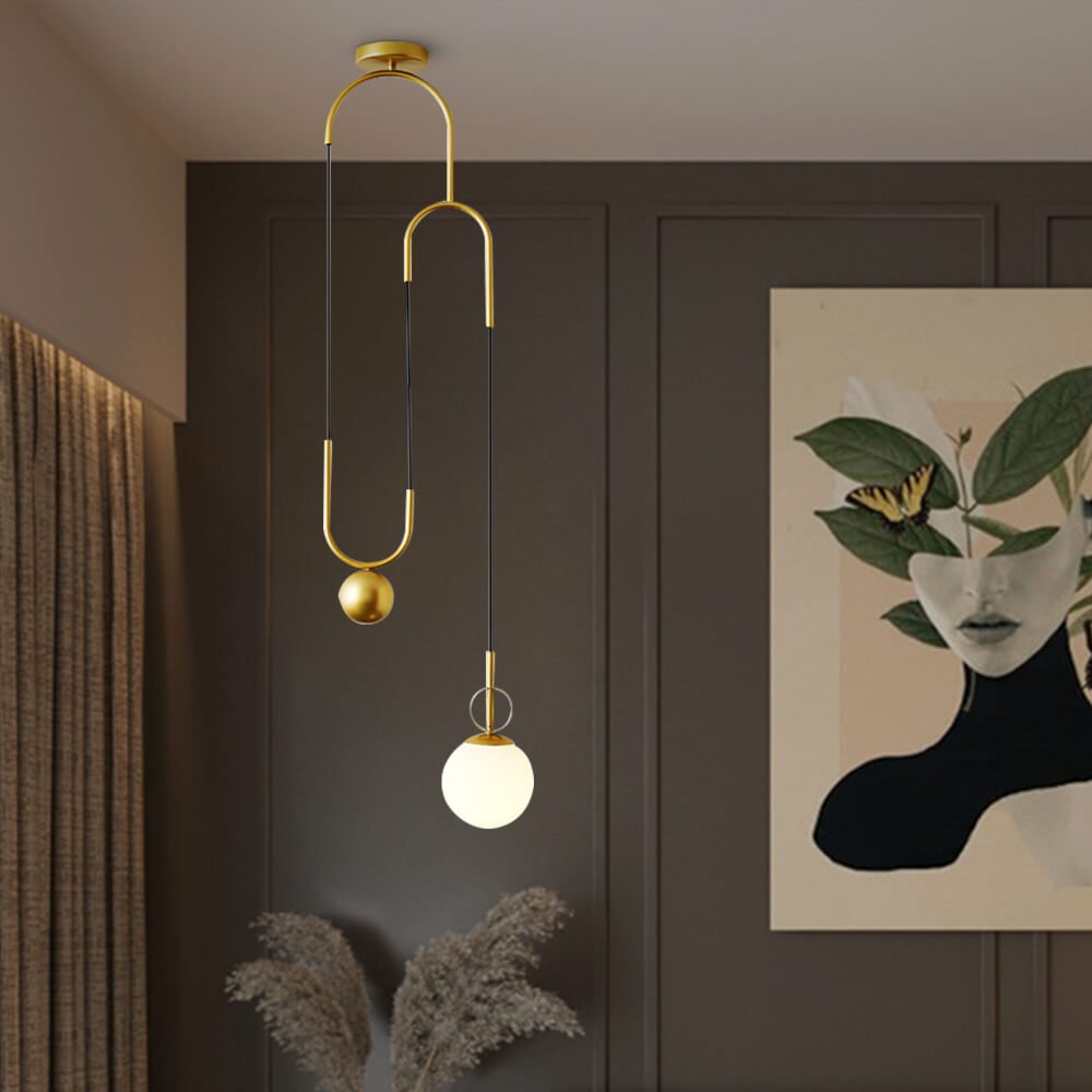 1-Light Brass Hanging Pendant Light