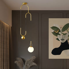 1-Light Brass Hanging Pendant Light