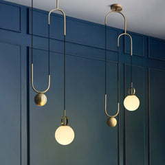 1-Light Brass Hanging Pendant Light