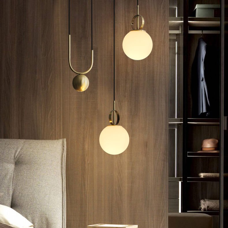 1-Light Brass Hanging Pendant Light