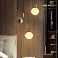1-Light Brass Hanging Pendant Light