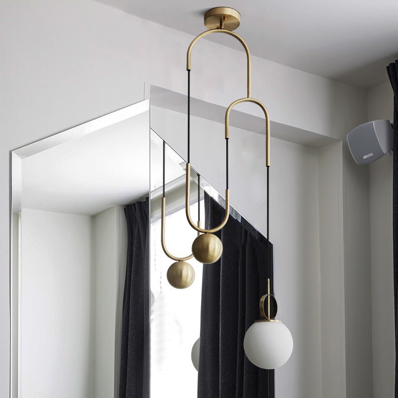 1-Light Brass Hanging Pendant Light
