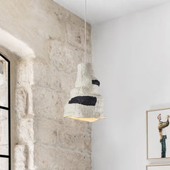 1-Light Geometric Wabi-Sabi Gray White Pendant Light