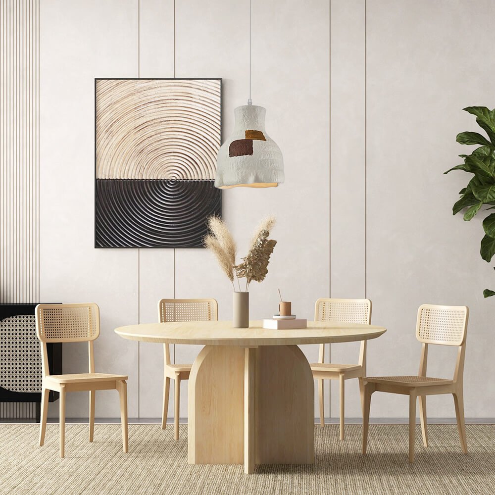 1-Light Geometric Wabi-Sabi Gray White Pendant Light