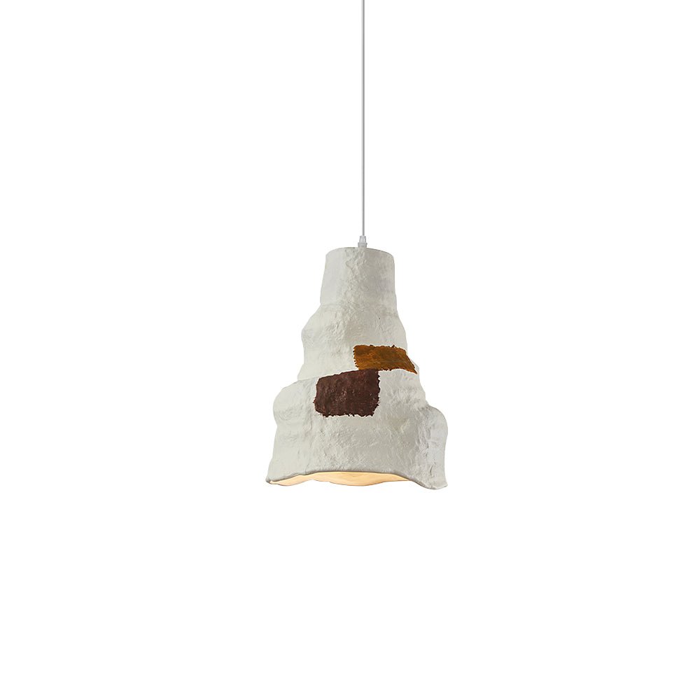 1-Light Geometric Wabi-Sabi Gray White Pendant Light