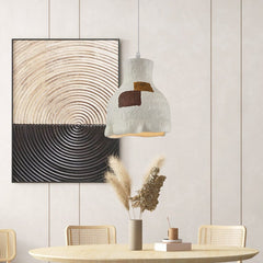 1-Light Geometric Wabi-Sabi Gray White Pendant Light
