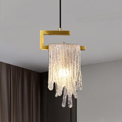1-Light Glass Gold Waterfall Pendant Lighting