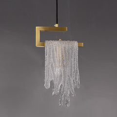 1-Light Glass Gold Waterfall Pendant Lighting