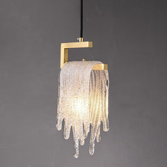 1-Light Glass Gold Waterfall Pendant Lighting