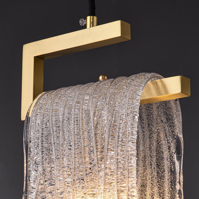 1-Light Glass Gold Waterfall Pendant Lighting