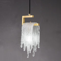 1-Light Glass Gold Waterfall Pendant Lighting