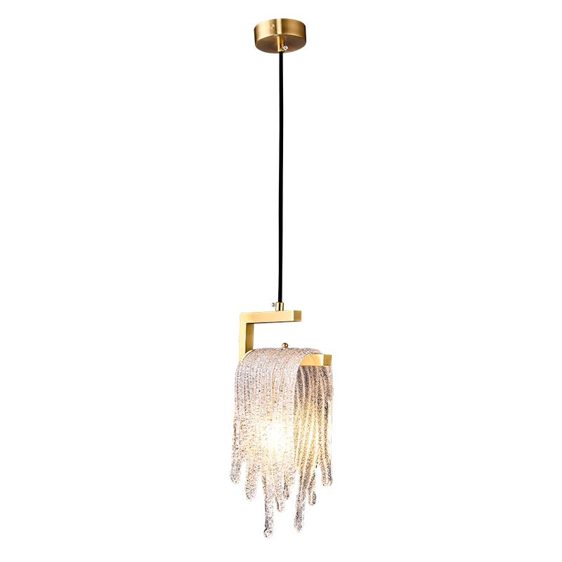 1-Light Glass Gold Waterfall Pendant Lighting