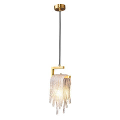 1-Light Glass Gold Waterfall Pendant Lighting