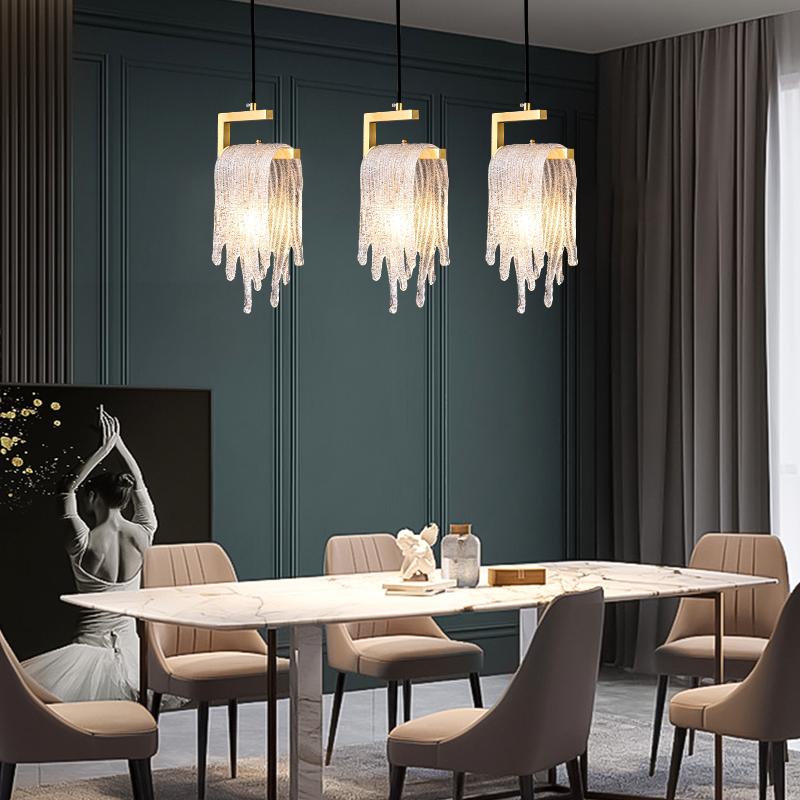 1-Light Glass Gold Waterfall Pendant Lighting