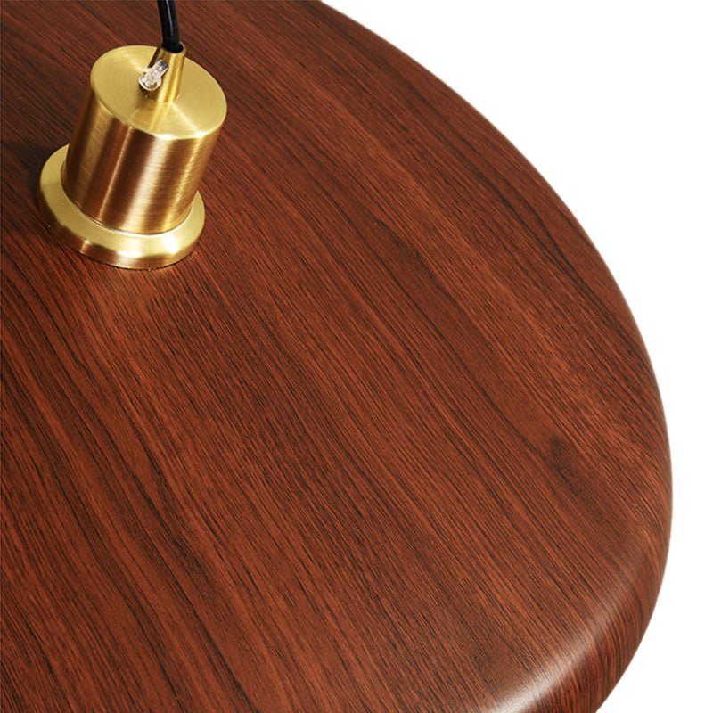 1-Light Walnut Wood Dome Pendant Lighting