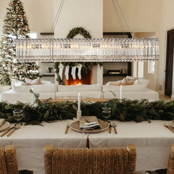 10-Light Crystal Rectangle Island Chandelier
