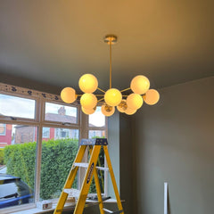 12-Light Two-tier Sputnik Opal Globe Chandelier